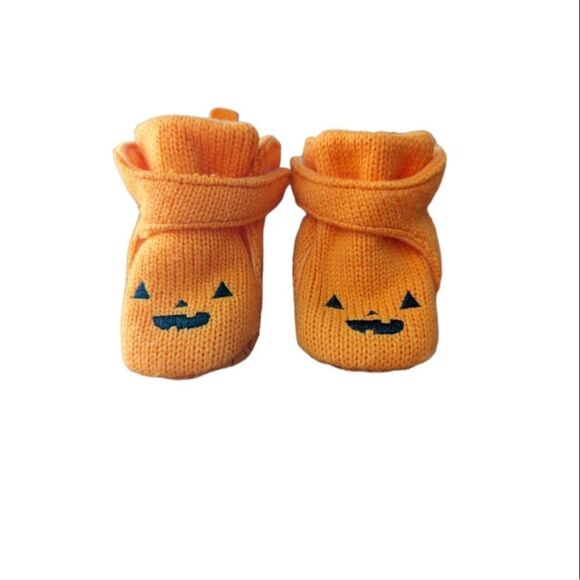 Cat & Jack Infant Pumpkin Halloween Booties Size 0-3 Months - Picture 1 of 5